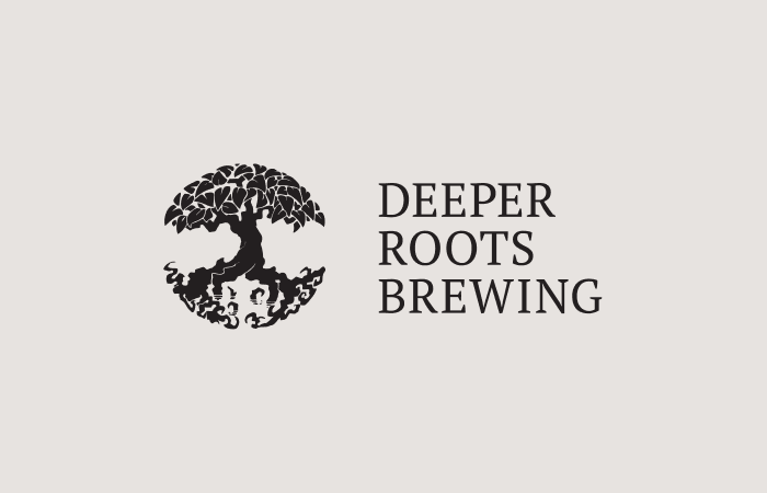 Deeper Roots Brewing logo som er deres primære identitet